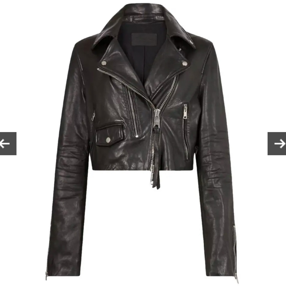 All Saints Daren Leather Biker Jacket Size 0